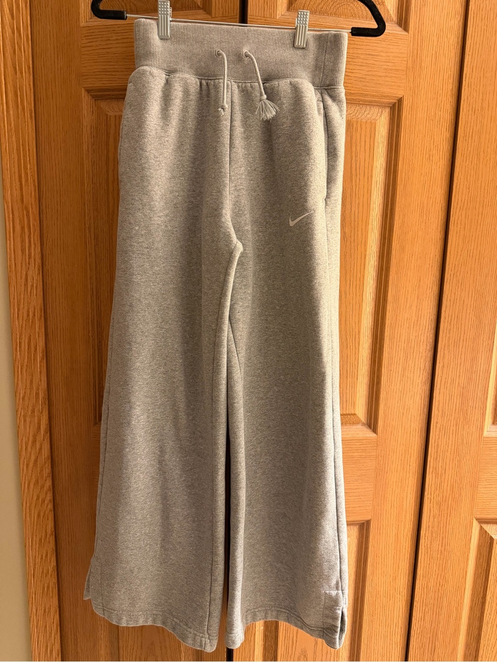 Nike Kids Gray Wide-Leg Jogger Sweatpants with Drawstring
